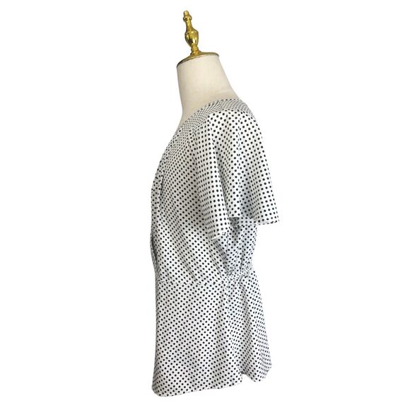 Blouse Short Sleeve Polka Dot Key Hole  1X - Picture 4 of 6